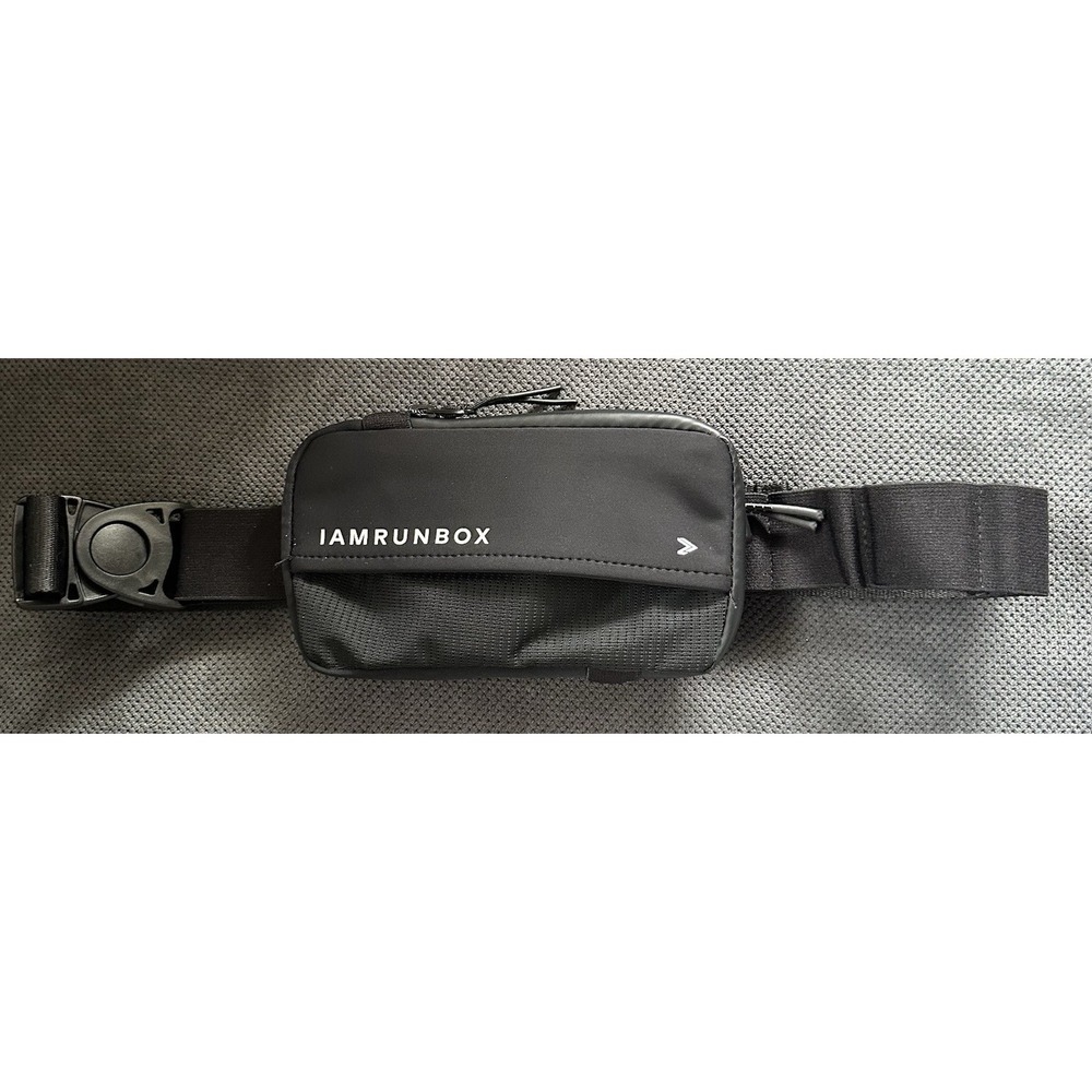IAMRUNBOX Runner's Wallet Black Zippered Compartments Waist Band Crossbody Small